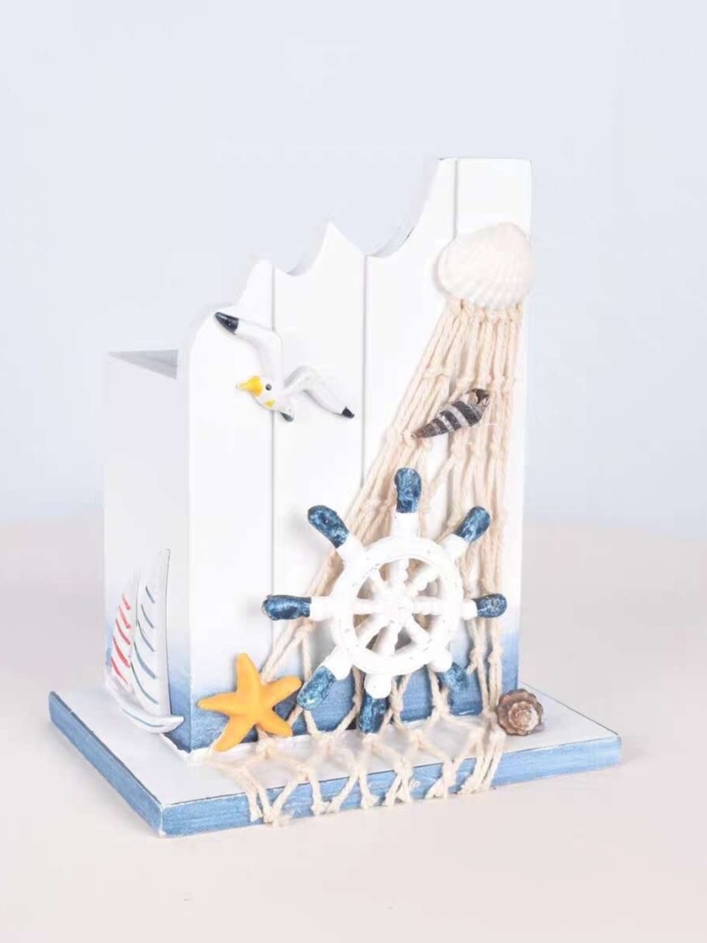 Wooden Pen holder Nautical Theme Nautical Desk Decor Organizer Mediterranean